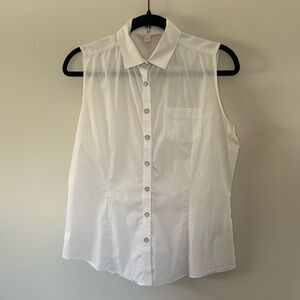 Sleeveless Collared Western Shirt. Size 4. White